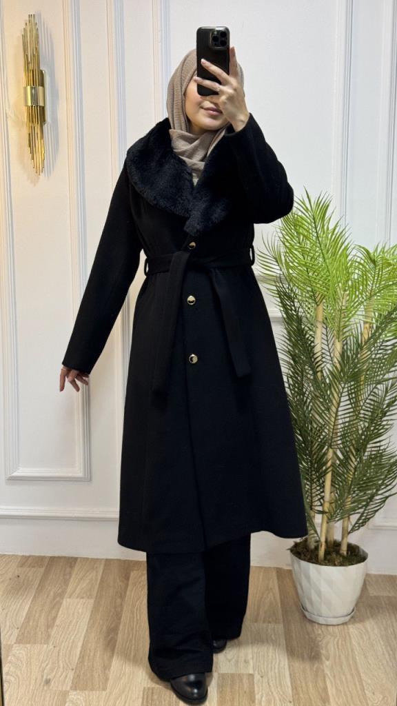 New season women's winter stylish and comfortable trench coat suitable for daily use model G1863 - Black