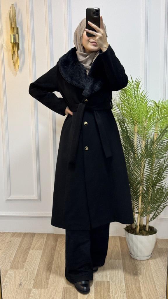 New season women's winter stylish and comfortable trench coat suitable for daily use model G1863 - Black