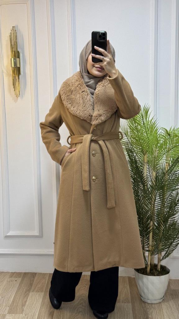 New season women's winter stylish and comfortable trench coat suitable for daily use model G1863 - AÇIK KAHVE