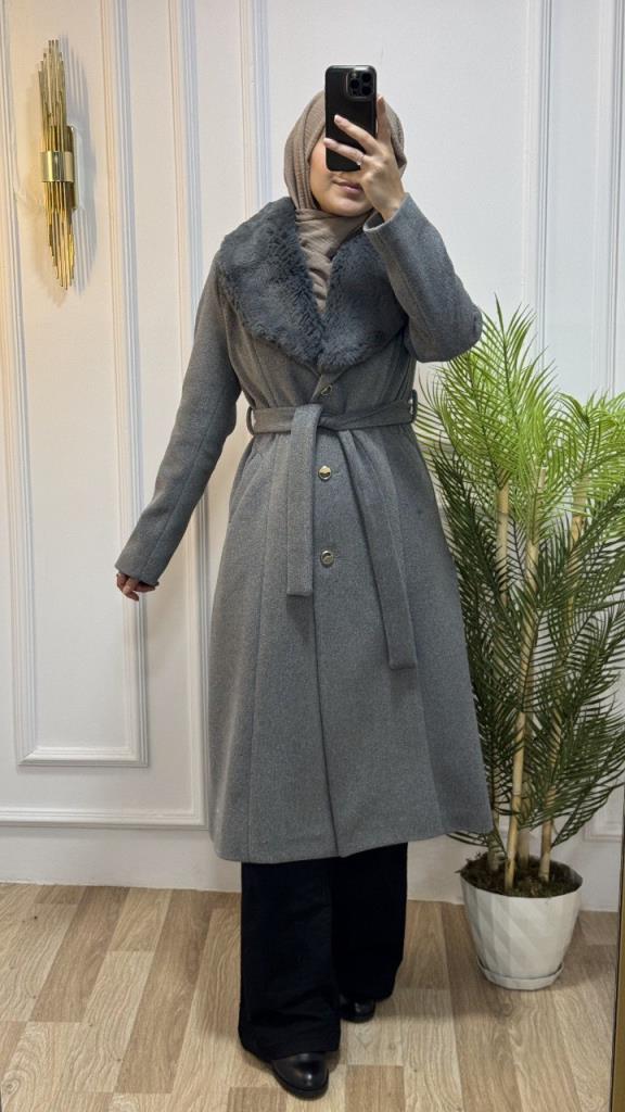 New season women's winter stylish and comfortable trench coat suitable for daily use model G1863 - Gray