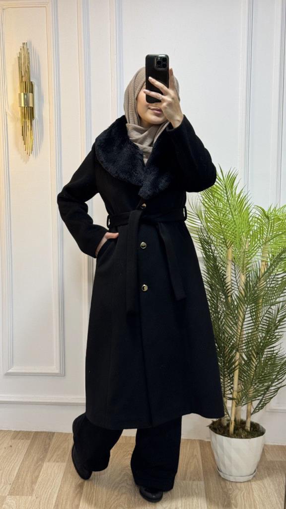 New season women's winter stylish and comfortable trench coat suitable for daily use model G1863 - Black