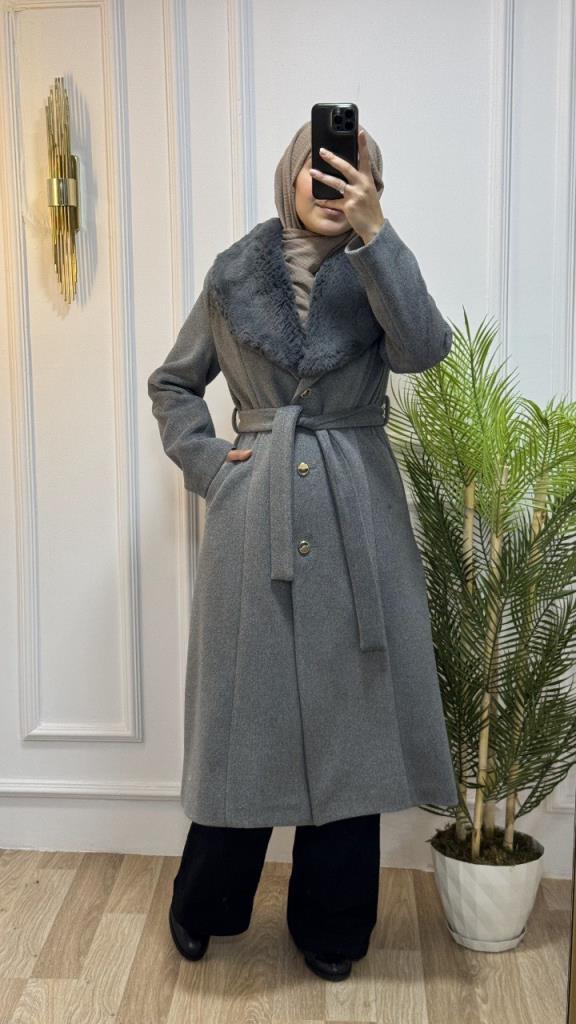 New season women's winter stylish and comfortable trench coat suitable for daily use model G1863 - Gray