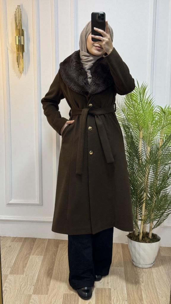 New season women's winter stylish and comfortable trench coat suitable for daily use model G1863 - Brown