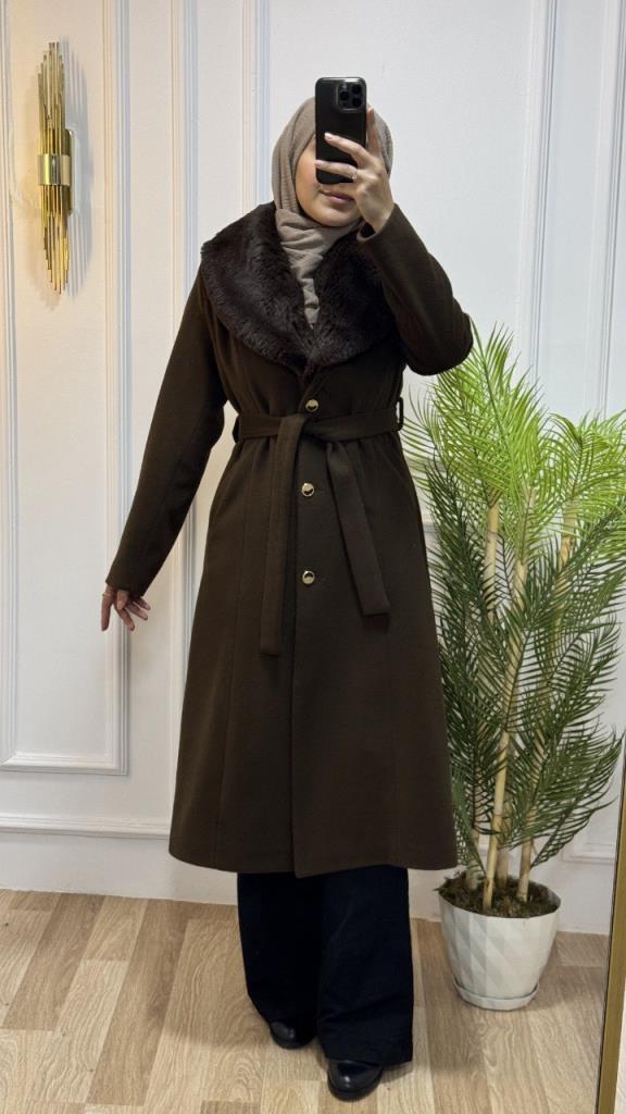 New season women's winter stylish and comfortable trench coat suitable for daily use model G1863 - Brown