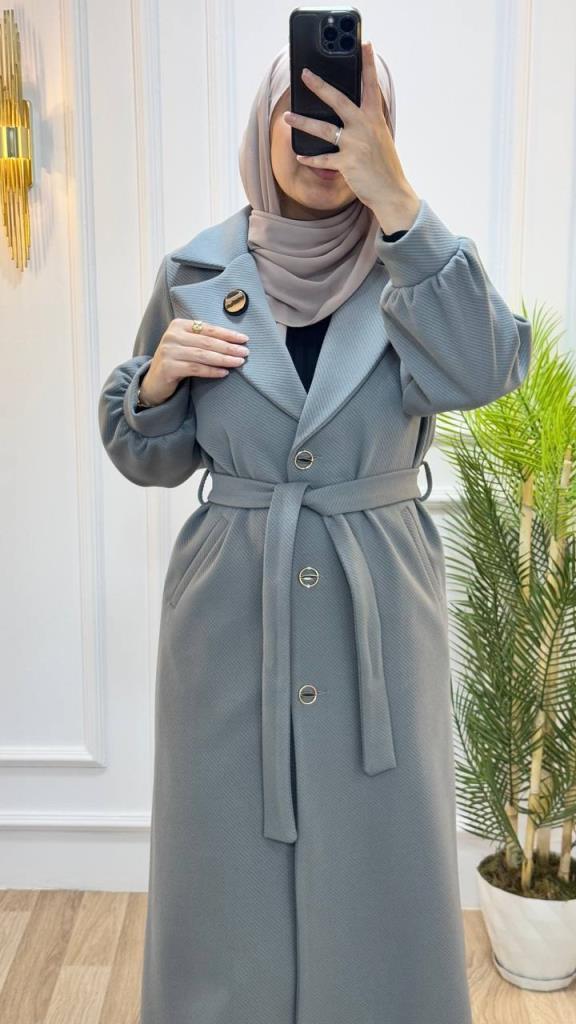 New season women's winter stylish and comfortable midi trench coat suitable for daily use model G1866 - Gray