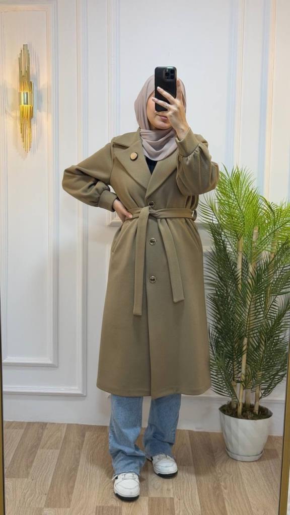 New season women's winter stylish and comfortable midi trench coat suitable for daily use model G1866 - Beige