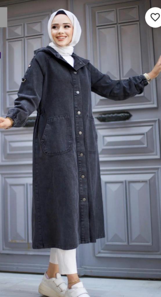 women's summer denim trench coat model G2282 - Black