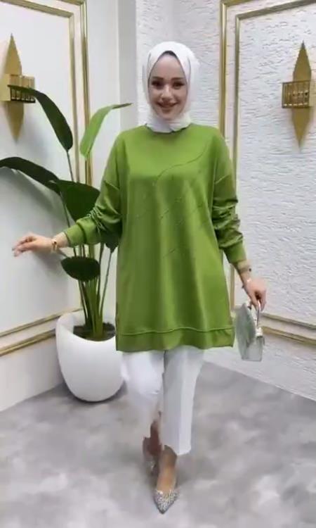 women's stylish blouse model G2288 - ZEYTİN RENGİ