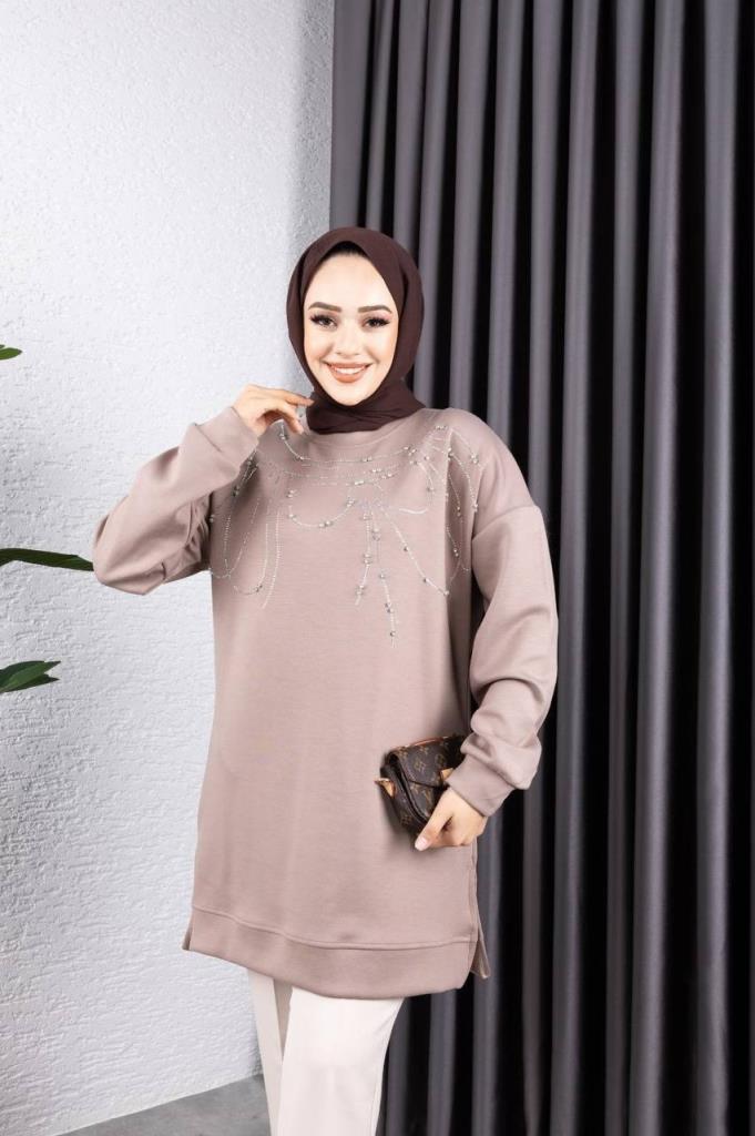 بلوزة محجبات نسائية كاجوال موديل G2289 - Beige