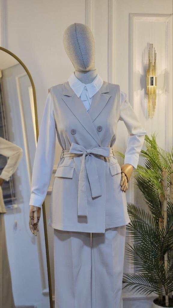 women's summer hijab suit model G2304 - Beige women's summer hijab suit model G2304 - Beige