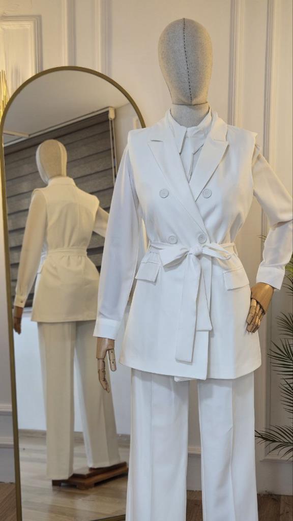 women's summer hijab suit model G2304 - White women's summer hijab suit model G2304 - White