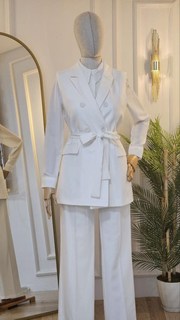 women's summer hijab suit model G2304 - White women's summer hijab suit model G2304 - White