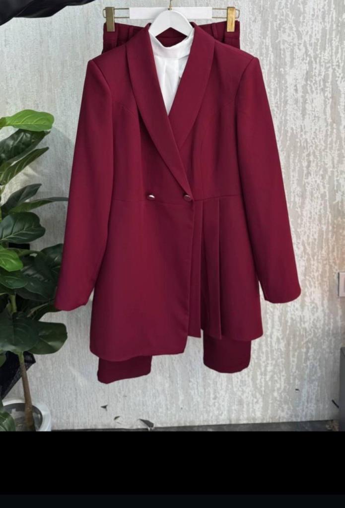 women's 2 piece stylish suit model G2306 - Burgundy