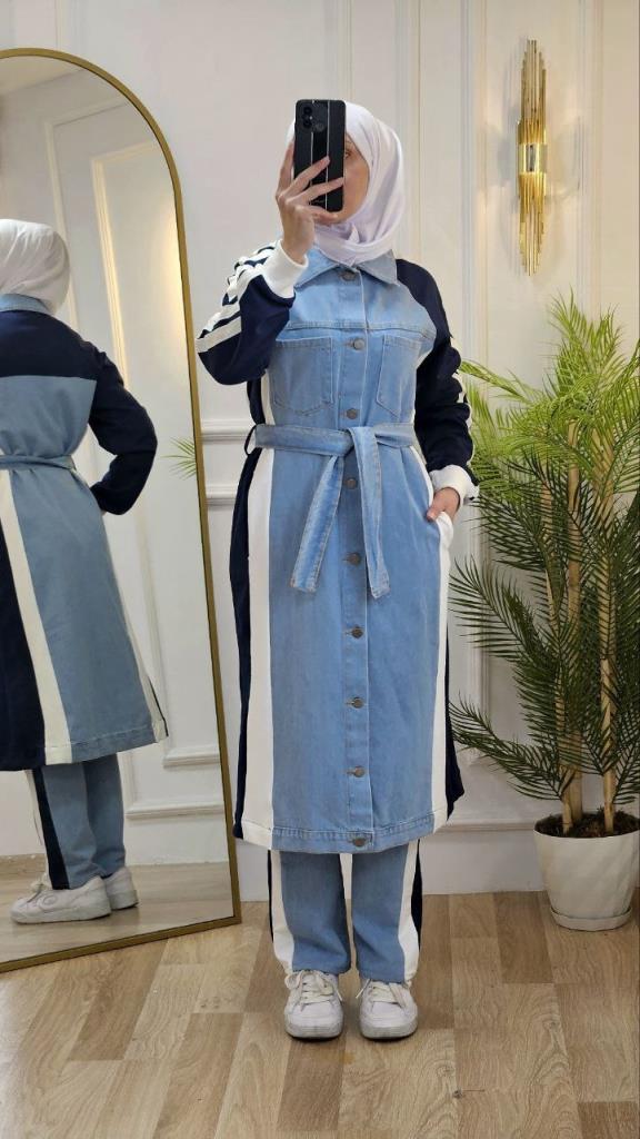 women's hijab denim suit model G2701 - Navy Blue women's hijab denim suit model G2701 - Navy Blue