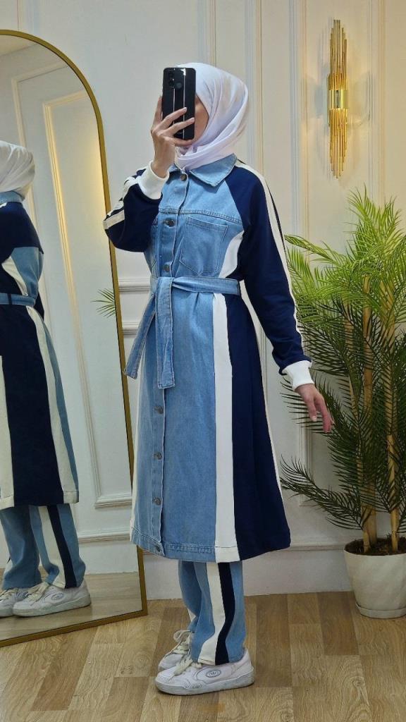 women's hijab denim suit model G2701 - Navy Blue women's hijab denim suit model G2701 - Navy Blue