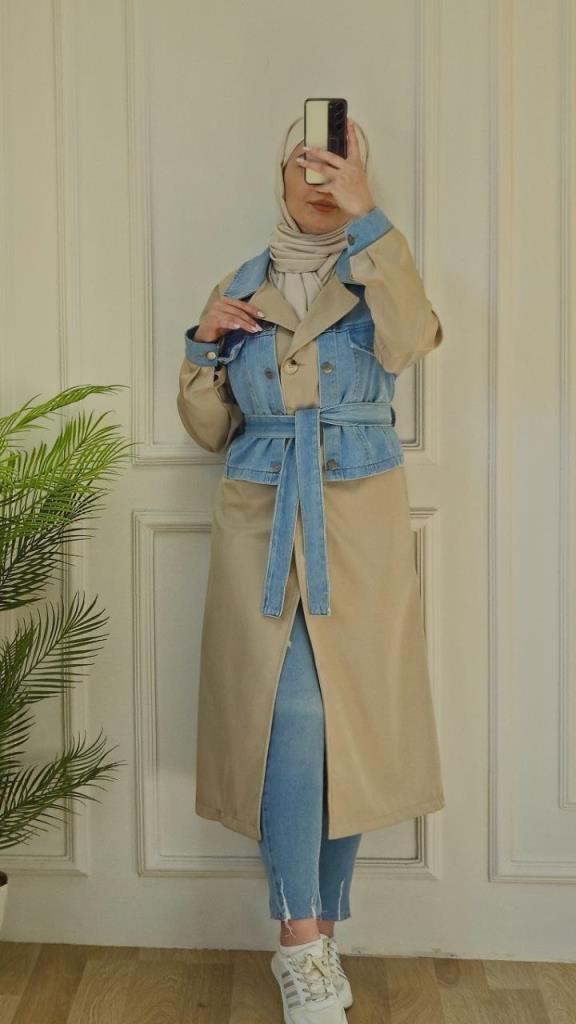 women's summer kpt trench coat model G2732 - Cream women's summer kpt trench coat model G2732 - Cream