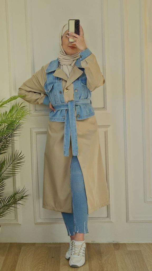 women's summer kpt trench coat model G2732 - Cream women's summer kpt trench coat model G2732 - Cream