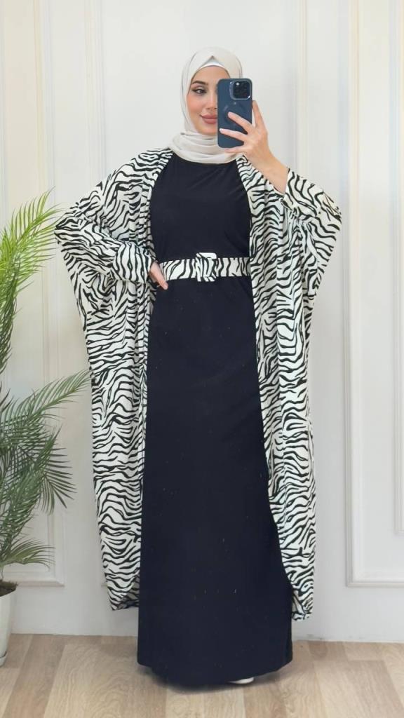 kadın 2 parçalı tesettürlü elbise model G2747 - BEYAZ