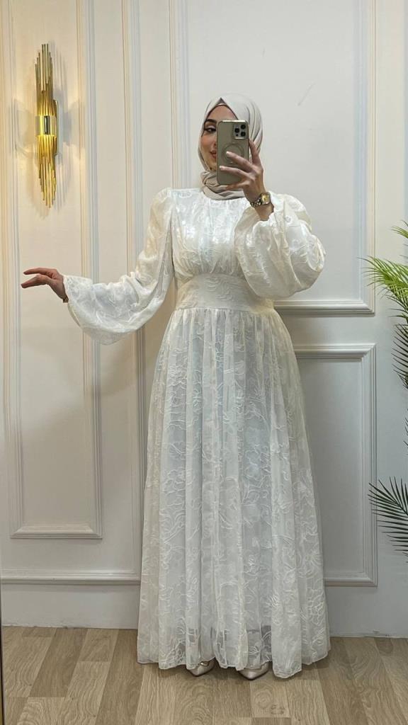 women's hijab dress model G2773 - White