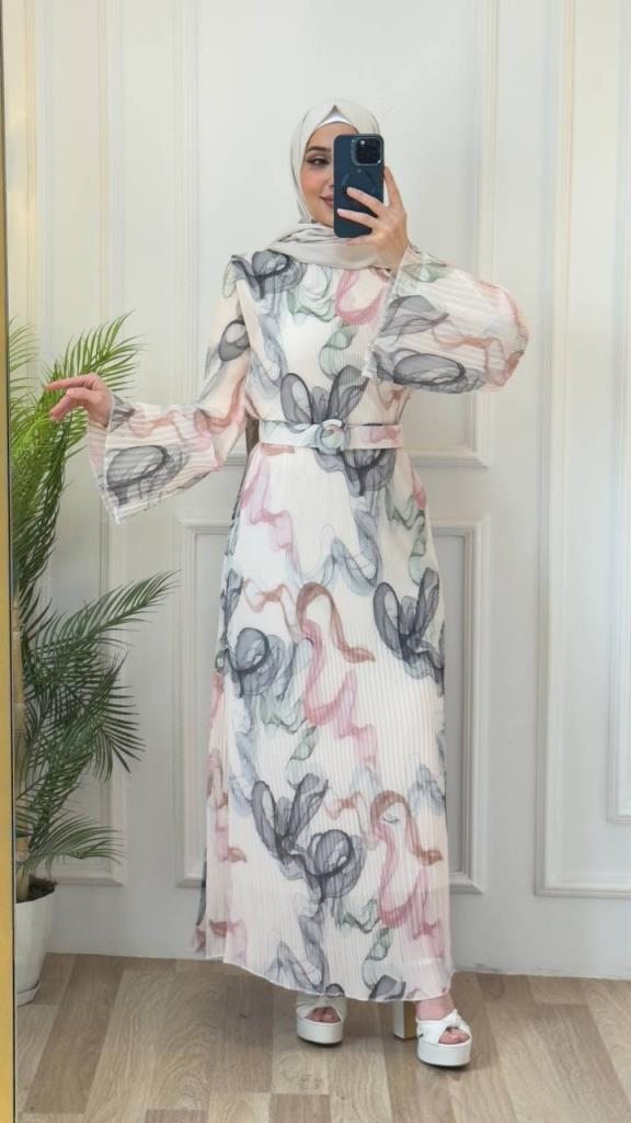 women's floral hijab dress model G2806 - Gray