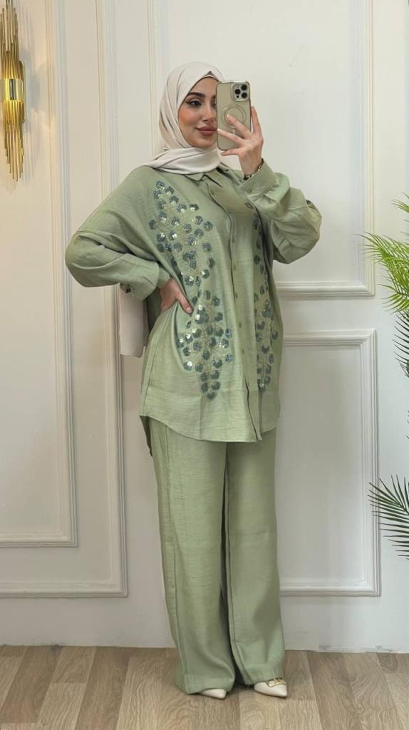 women's summer hijab suit model G2827 - Green women's summer hijab suit model G2827 - Green