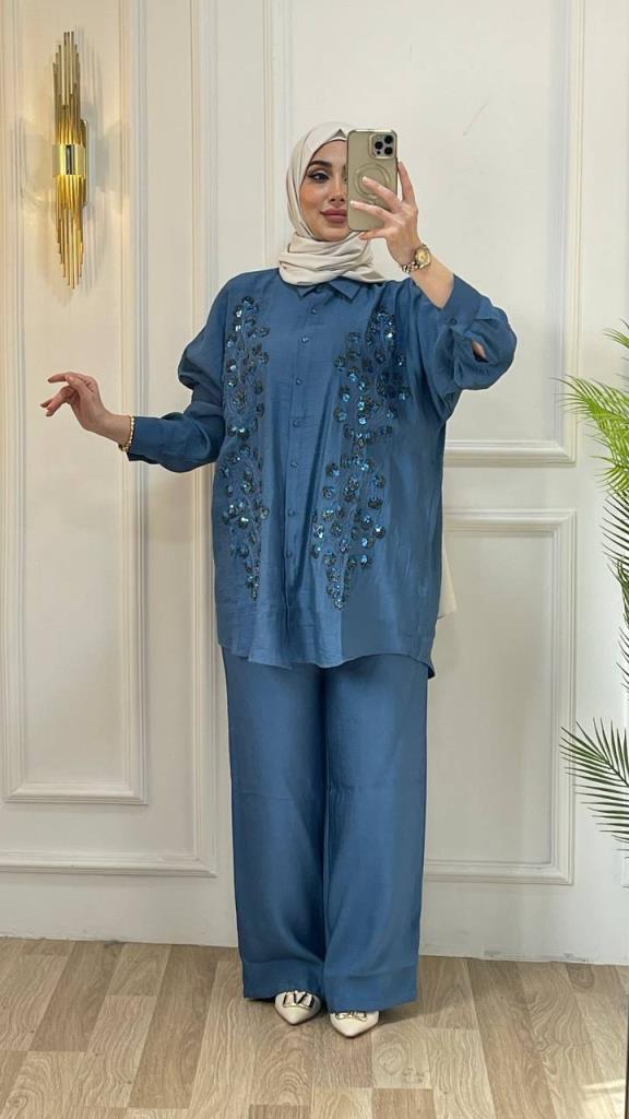 women's summer hijab suit model G2827 - Blue women's summer hijab suit model G2827 - Blue