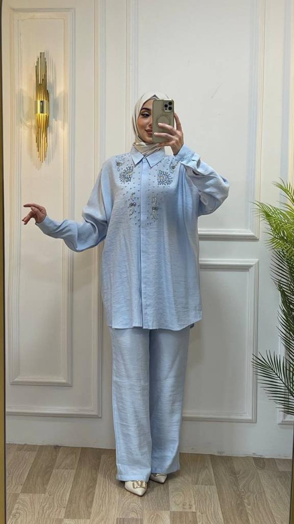 بدلة حجاب نسائية موديل G2833 - ابيض