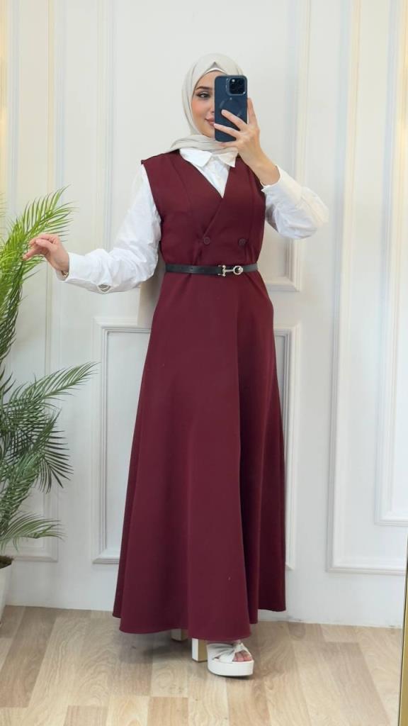 women's stylish hijab dress model G2845 - Burgundy women's stylish hijab dress model G2845 - Burgundy