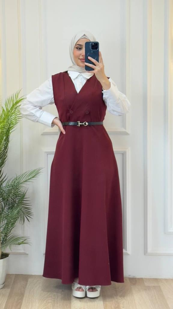 women's stylish hijab dress model G2845 - Burgundy women's stylish hijab dress model G2845 - Burgundy