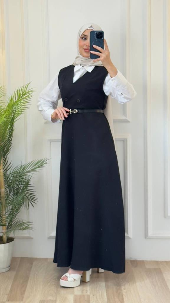 women's stylish hijab dress model G2845 - Black