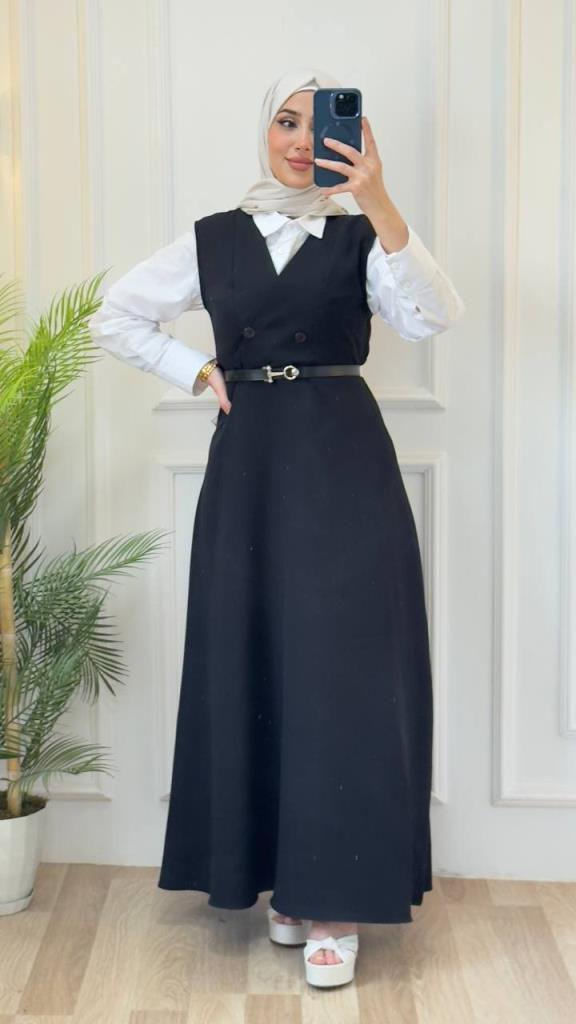 women's stylish hijab dress model G2845 - Black women's stylish hijab dress model G2845 - Black
