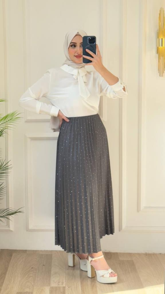 تنورة نسائية سادة محجبة موديل G2848 - KOYU LACİVERT تنورة نسائية سادة محجبة موديل G2848 - KOYU LACİVERT