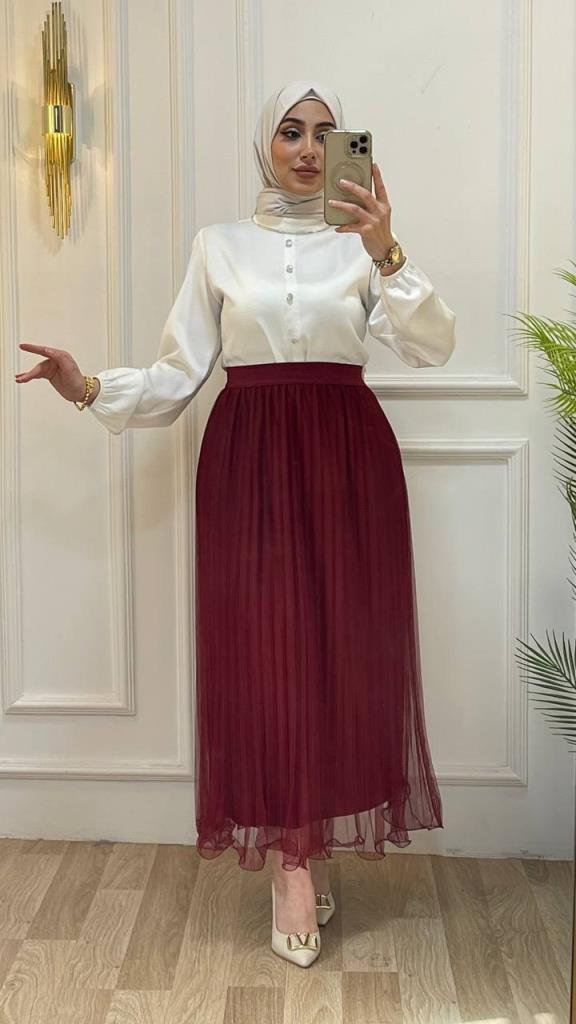 تنورة حجاب نسائية موديل G2849 - خمري تنورة حجاب نسائية موديل G2849 - خمري