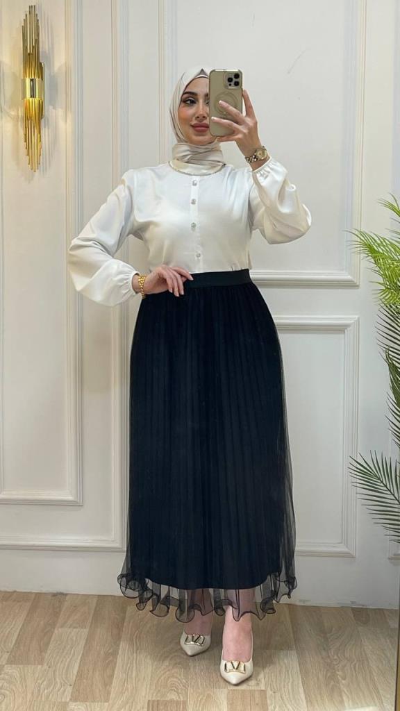 تنورة حجاب نسائية موديل G2849 - اسود