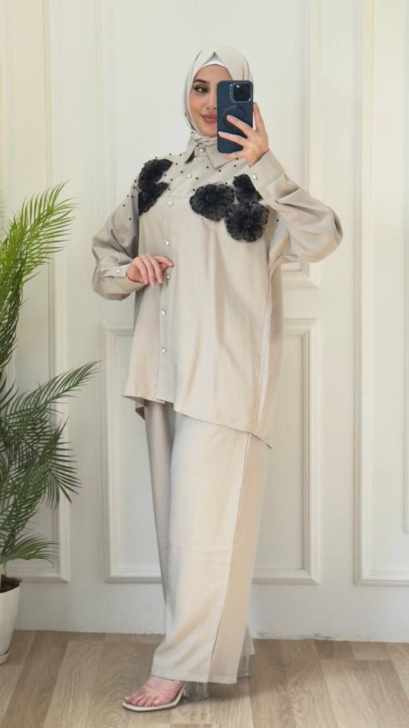 women's stylish and comfortable hijab suit model G2870 - Beige women's stylish and comfortable hijab suit model G2870 - Beige