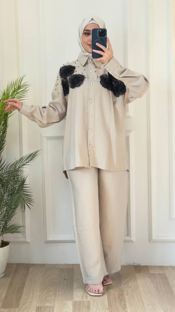 women's stylish and comfortable hijab suit model G2870 - Beige women's stylish and comfortable hijab suit model G2870 - Beige