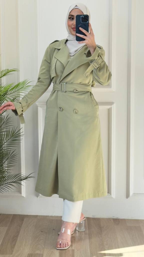 women's stylish and comfortable trench coat model G2881 - Green women's stylish and comfortable trench coat model G2881 - Green