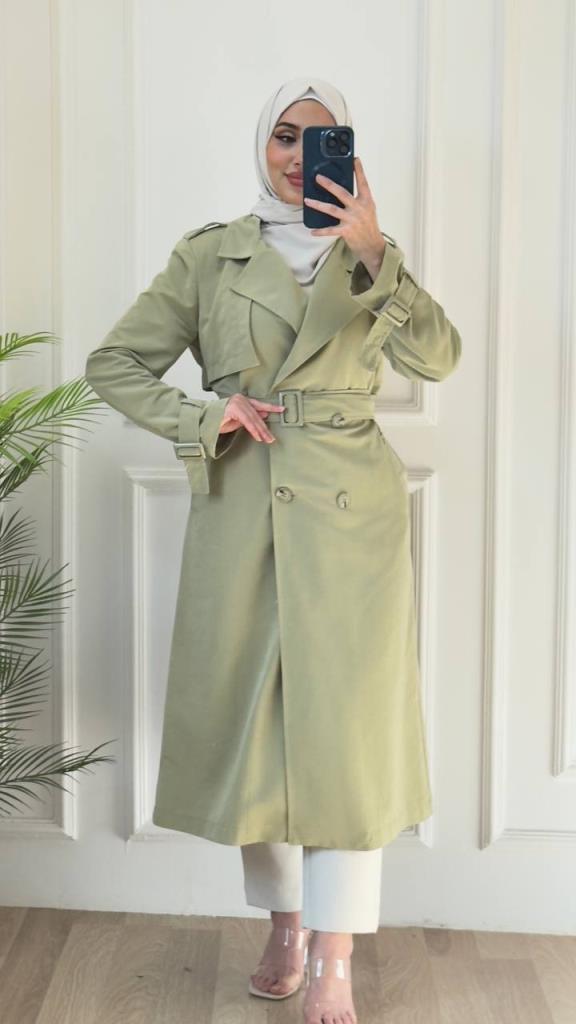 women's stylish and comfortable trench coat model G2881 - Green women's stylish and comfortable trench coat model G2881 - Green