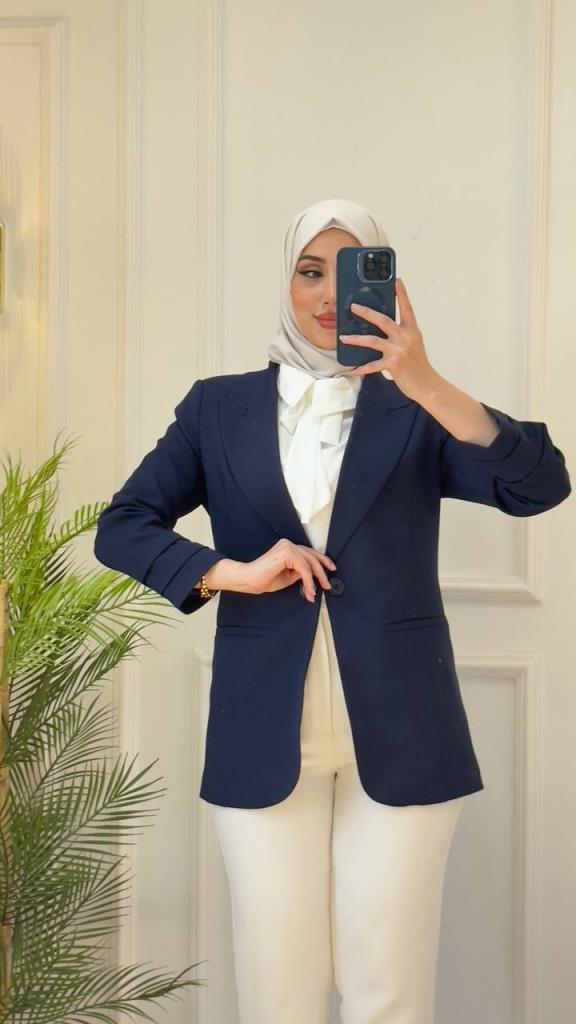 women's stylish jacket model G2882 - Navy Blue women's stylish jacket model G2882 - Navy Blue