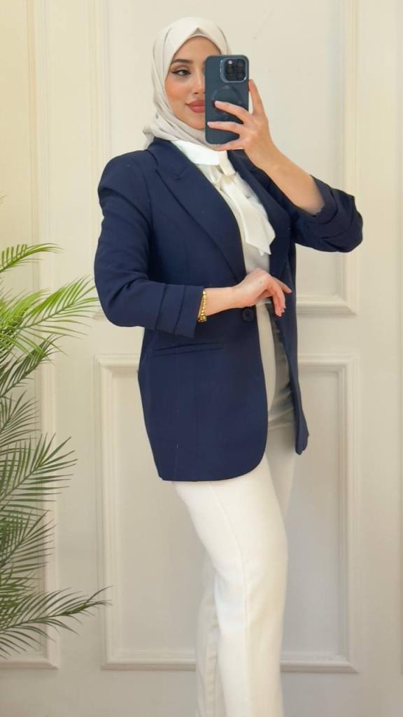 women's stylish jacket model G2882 - Navy Blue women's stylish jacket model G2882 - Navy Blue