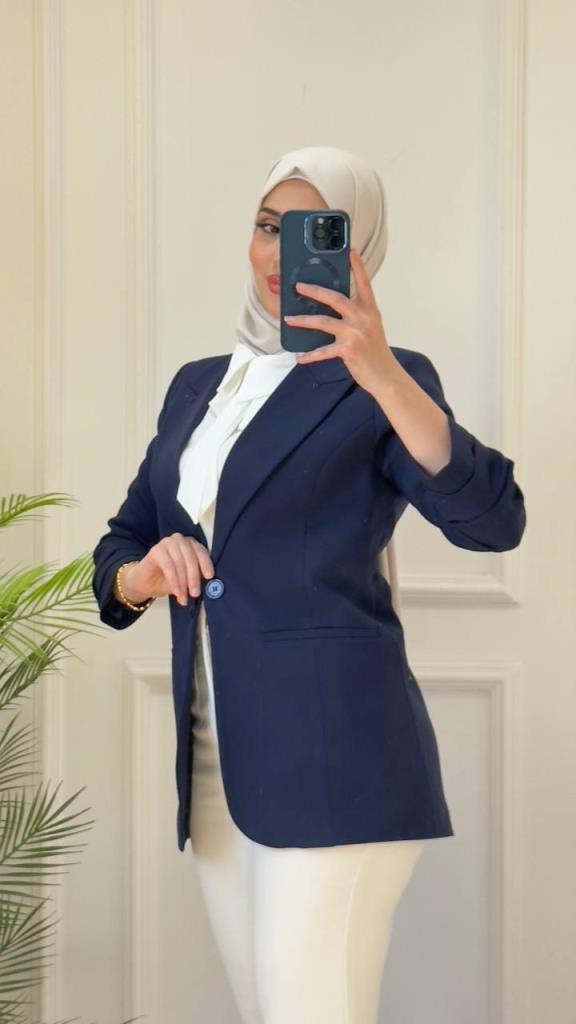 women's stylish jacket model G2882 - Navy Blue women's stylish jacket model G2882 - Navy Blue