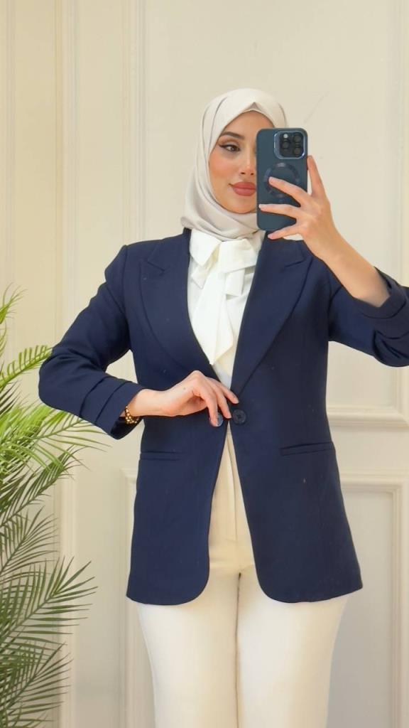 women's stylish jacket model G2882 - Navy Blue women's stylish jacket model G2882 - Navy Blue