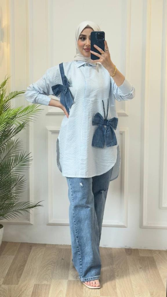 women's summer hijab shirt model G2890 - Light Blue women's summer hijab shirt model G2890 - Light Blue