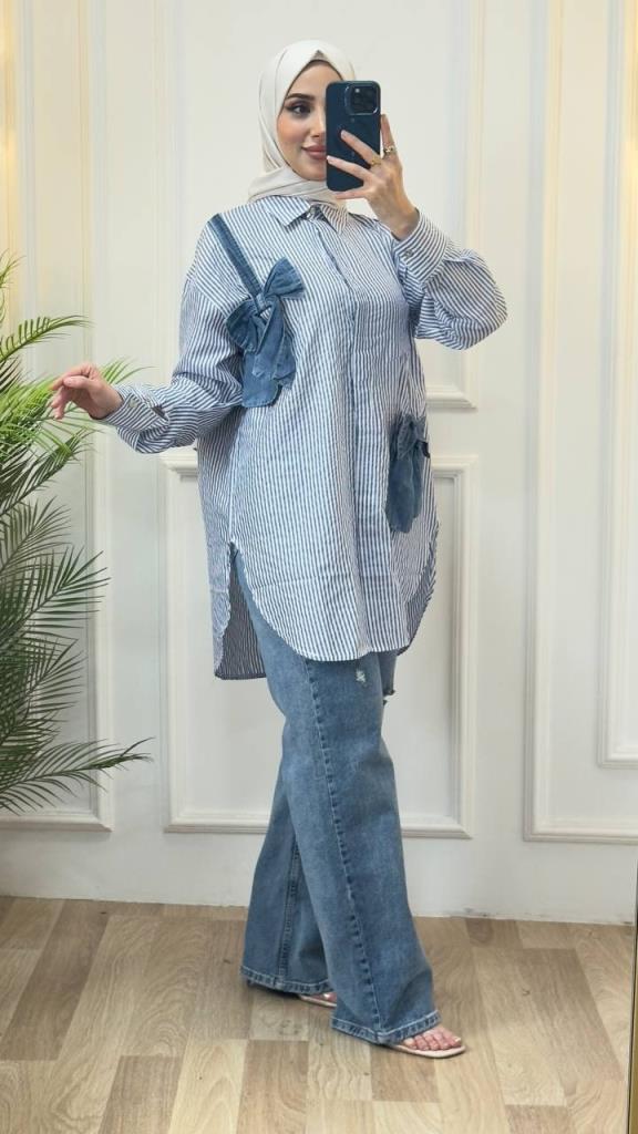women's summer hijab shirt model G2890 - Blue