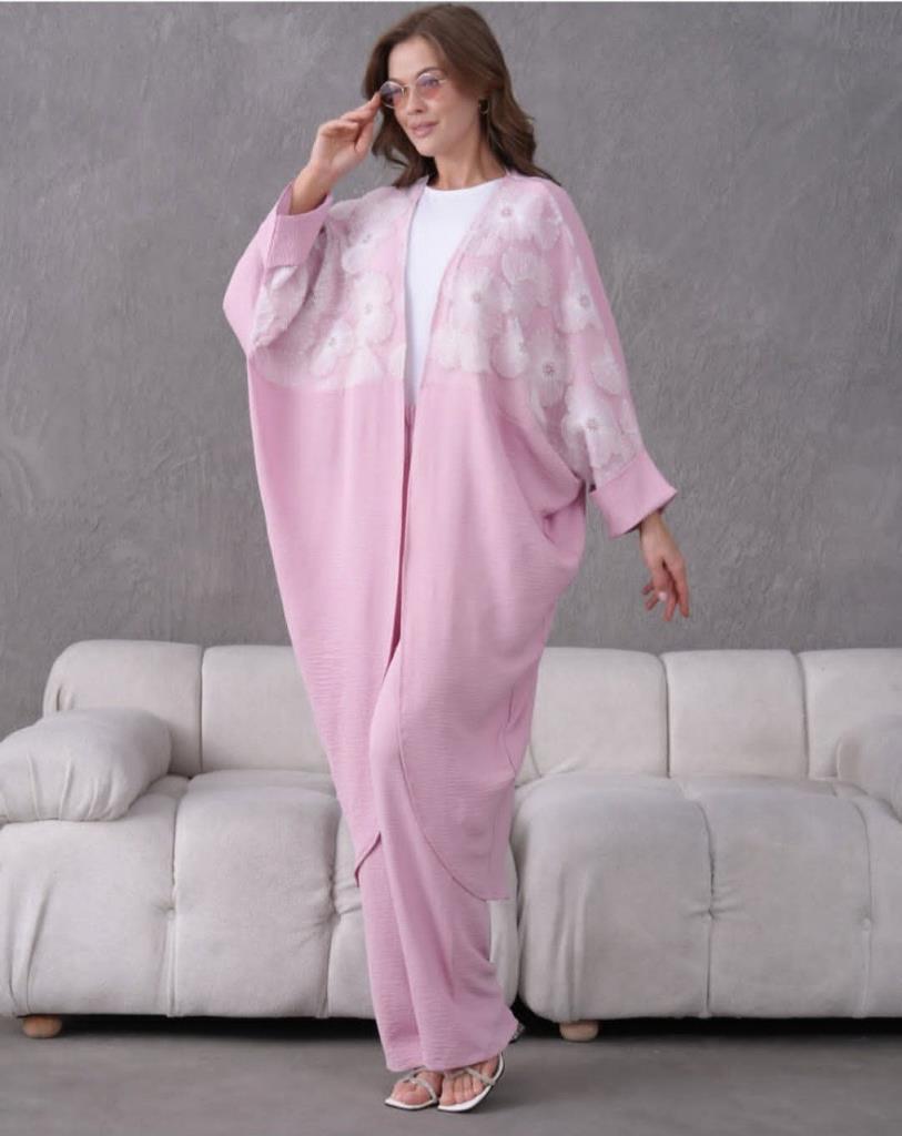 women's hijab top and bottom set model G3032 - Pink