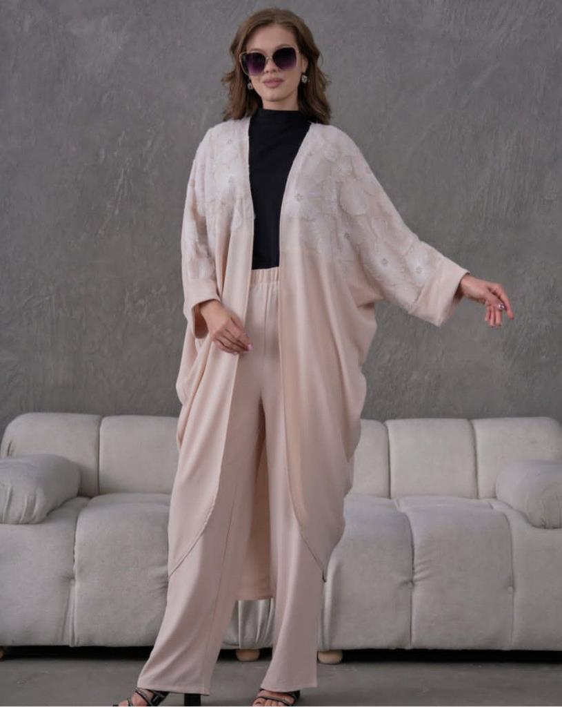 women's hijab top and bottom set model G3032 - Beige women's hijab top and bottom set model G3032 - Beige