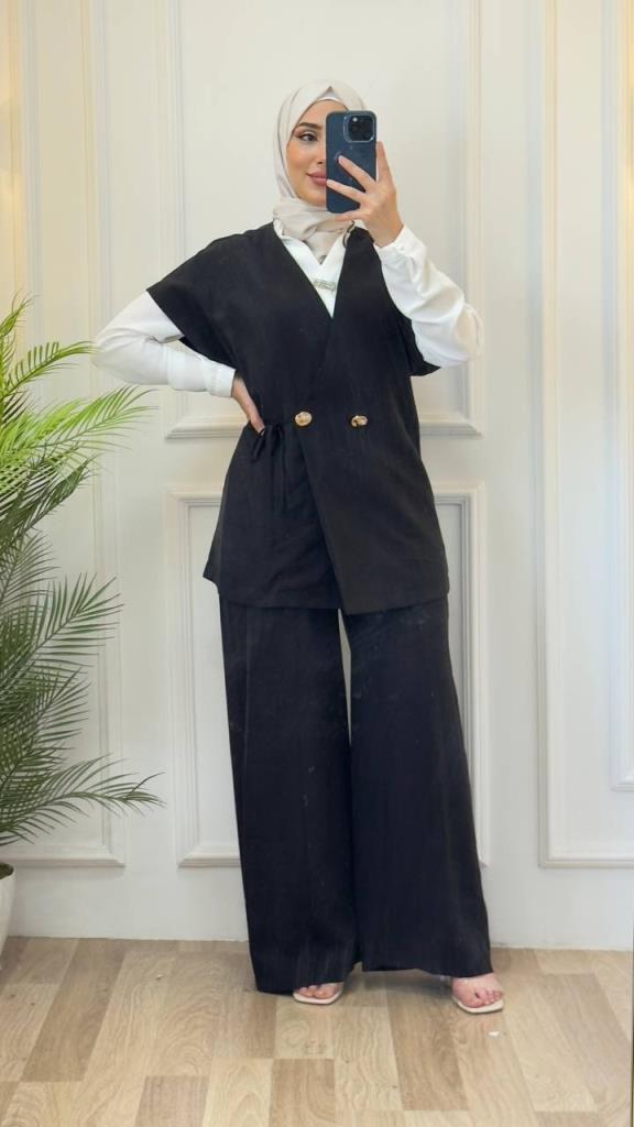 women's hijab two-piece suit model G3065 - Black women's hijab two-piece suit model G3065 - Black