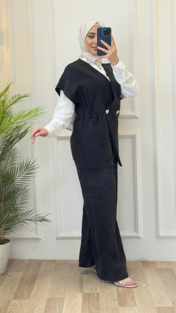 women's hijab two-piece suit model G3065 - Black women's hijab two-piece suit model G3065 - Black