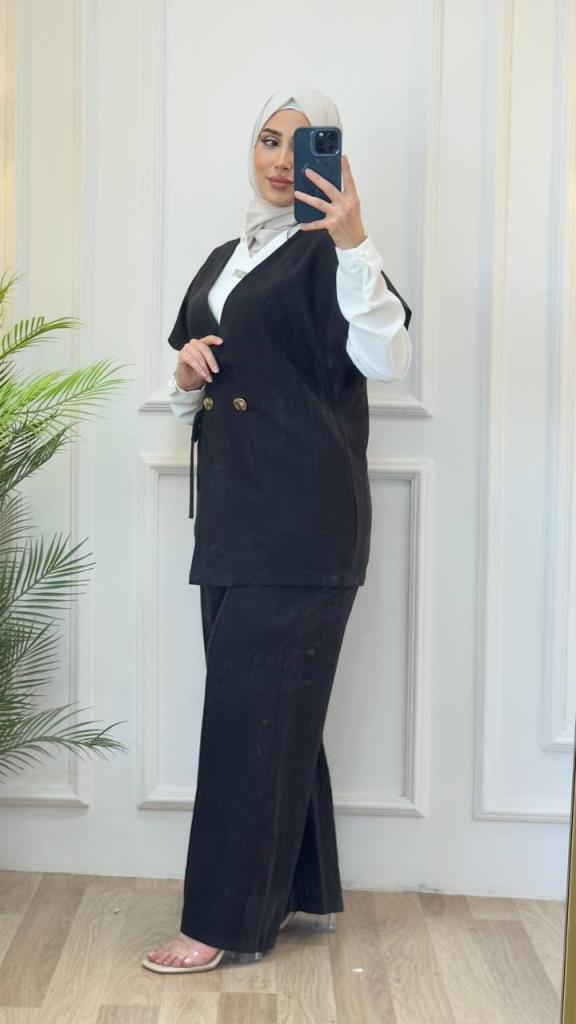 women's hijab two-piece suit model G3065 - Black women's hijab two-piece suit model G3065 - Black