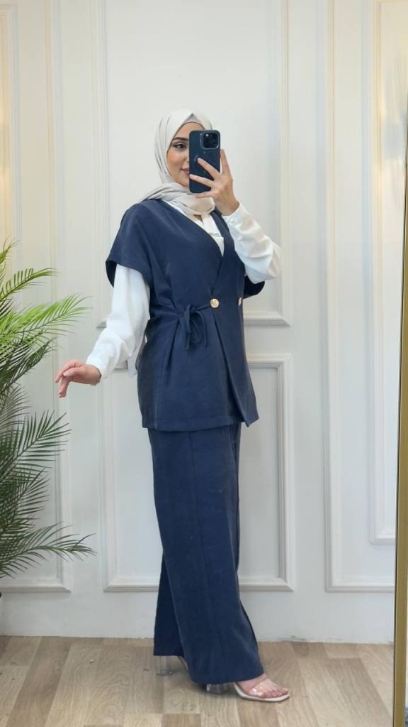 women's hijab two-piece suit model G3065 - Navy Blue